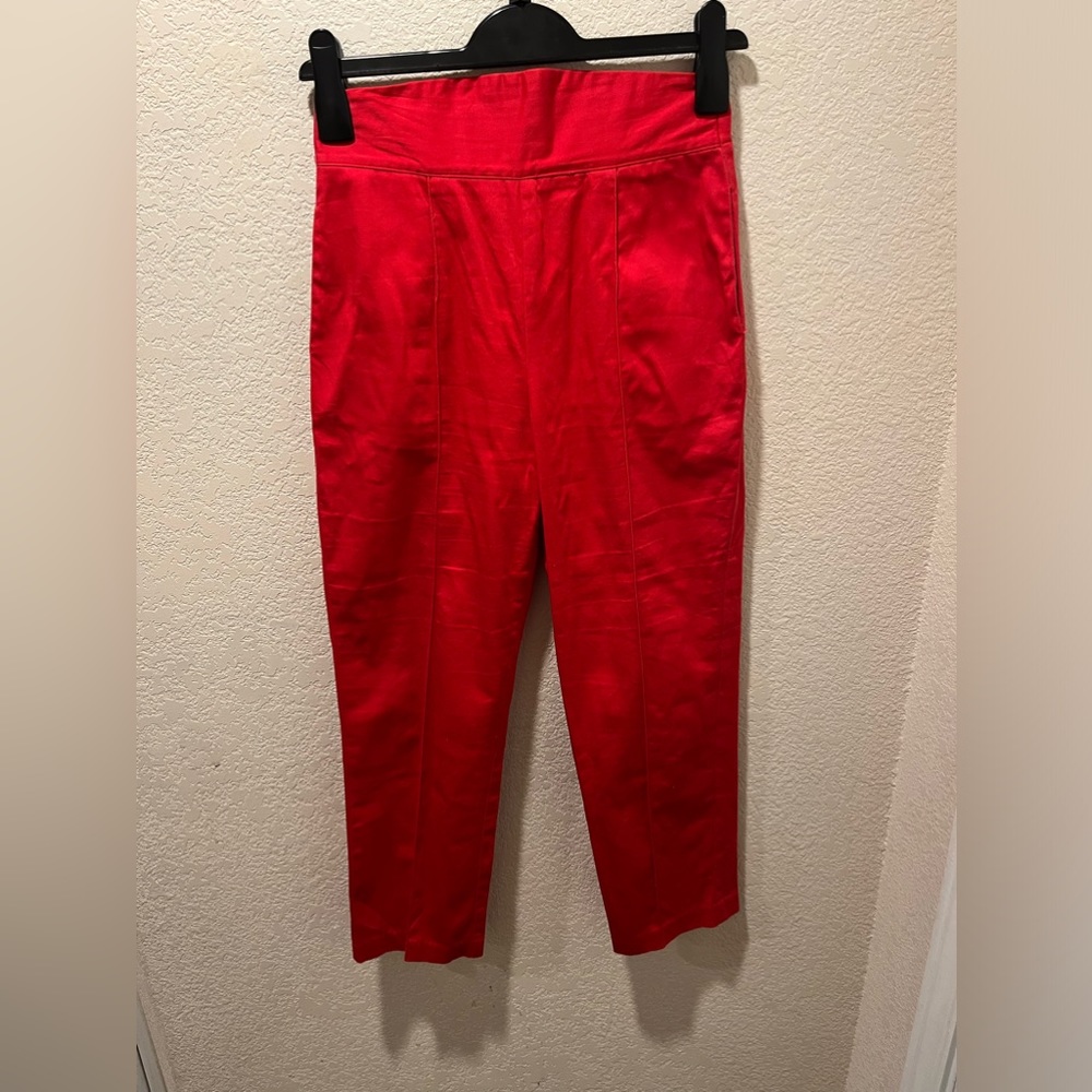 EUC Cherry Red Laura Byrnes black label pinup high waist cigarette Pants S